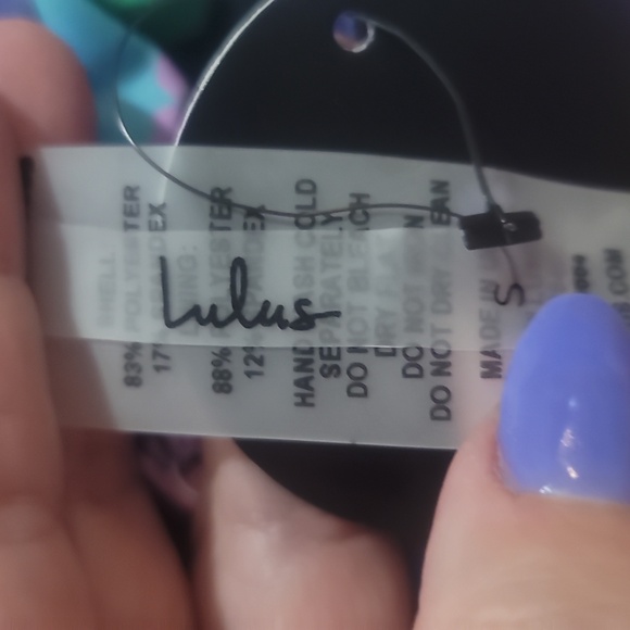 Lulus pink blue nova floral two piece bikini swimsuit swimwear swim top small - Picture 3 of 7